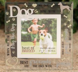 Glass Dog Photo Frame - 4" x 4"