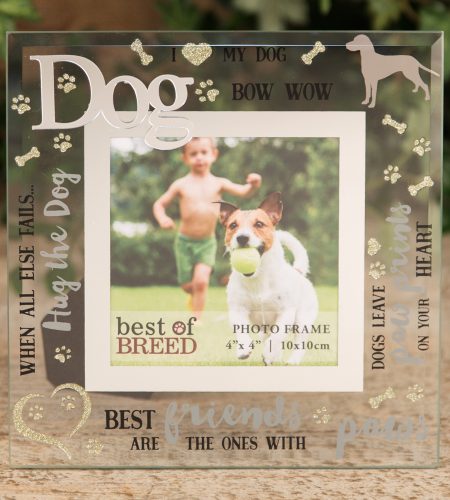 Glass Dog Photo Frame - 4" x 4"