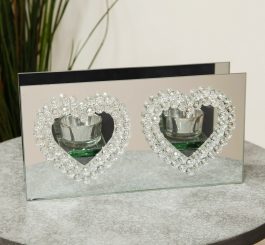 Crystal Heart Double Tealight Holder