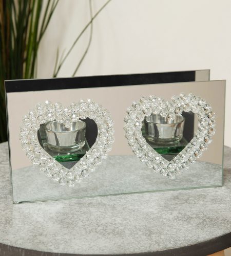 Crystal Heart Double Tealight Holder