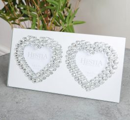 Crystal Heart Double Photo Frame - 3" x 3"