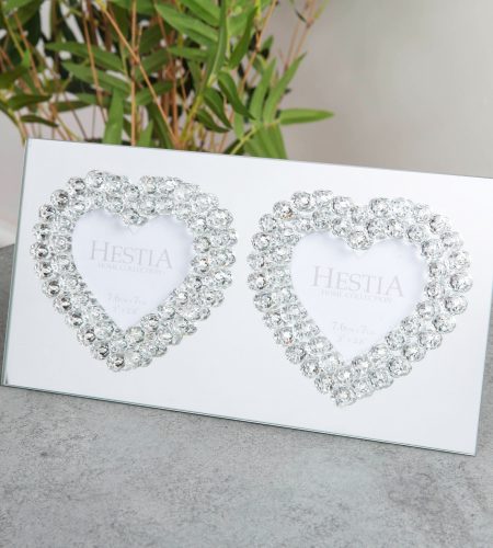 Crystal Heart Double Photo Frame - 3" x 3"