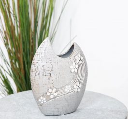 Oval Ceramic White Flower Vase