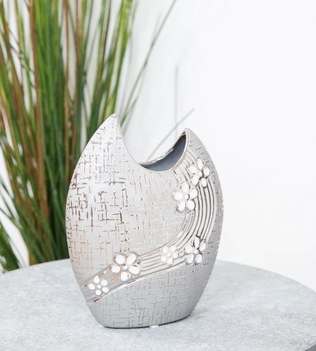 Oval Ceramic White Flower Vase
