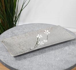 Long Ceramic White Flower Plate