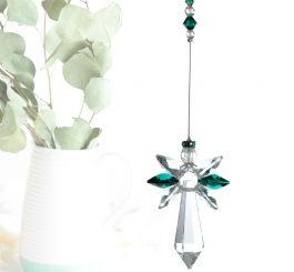Large Crystal Guardian Angel - Emerald