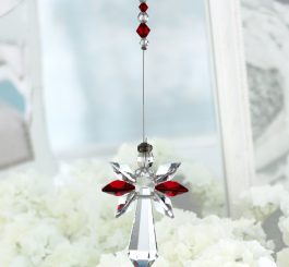 Large Crystal Guardian Angel - Garnet