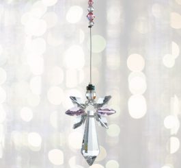 Large Crystal Guardian Angel - Rose