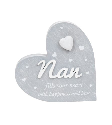 Cherished Hearts Cool Grey Standing Heart Nan