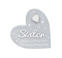 Cherished Hearts Cool Grey Standing Heart Sister