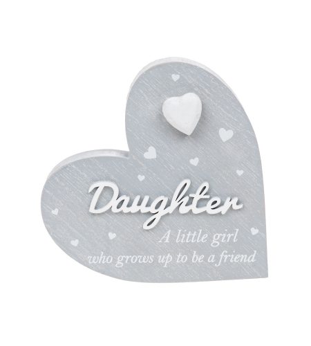 Cherished Hearts Cool Grey Standing Heart Daughter