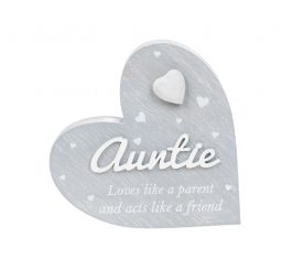 Cherished Hearts Cool Grey Standing Heart Auntie