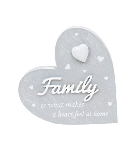 Cherished Hearts Cool Grey Standing Heart Family
