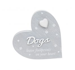 Cherished Hearts Cool Grey Standing Heart Dog