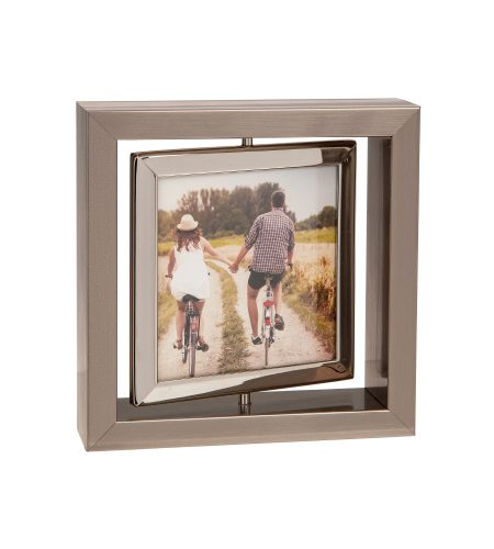 Dark Silver Spin Photo Frame - 4" X 4"