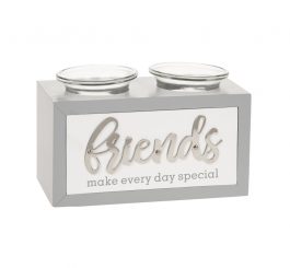 Loving Script Double Tealight Holder Friends