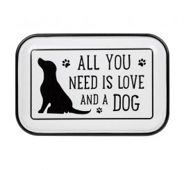 Vintage Enamel Plaque Oblong Dog