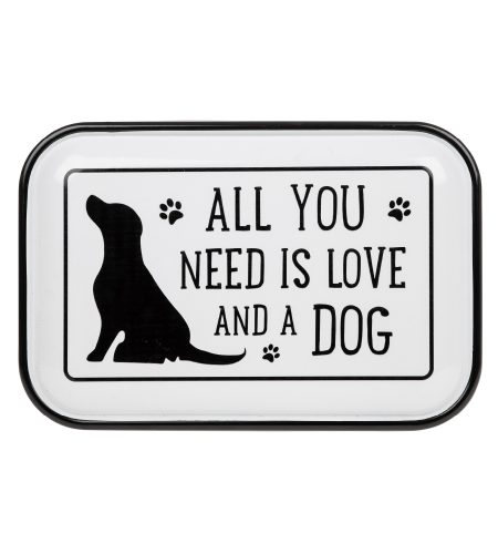 Vintage Enamel Plaque Oblong Dog