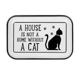 Vintage Enamel Plaque Oblong Cat