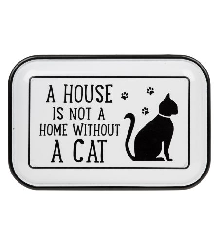 Vintage Enamel Plaque Oblong Cat