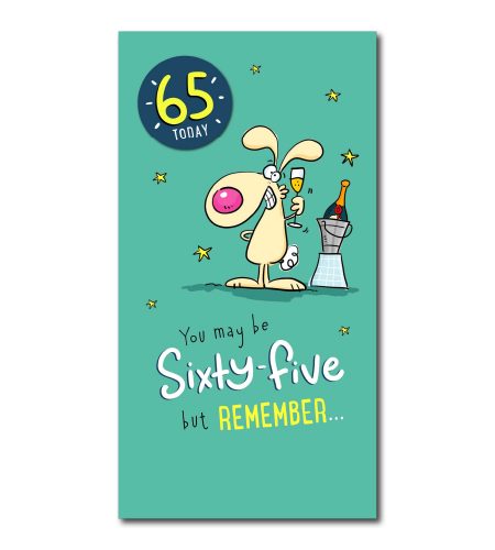 65th Birthday Card - Badge Attached