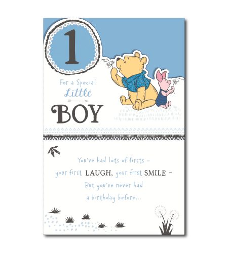 1st Birthday Winnie The Pooh Baby Boy Card