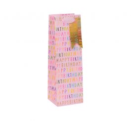 Happy Birthday Pink Bottle Bag