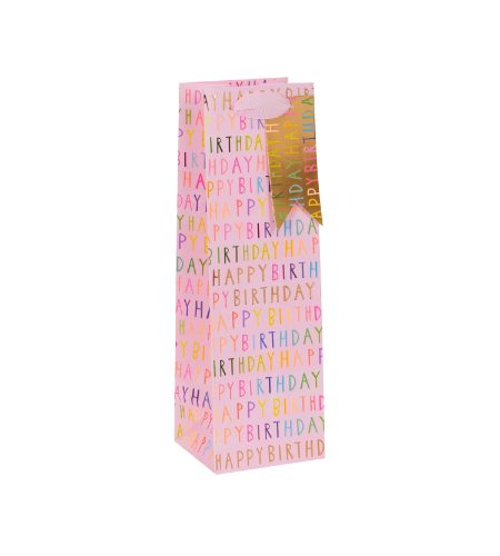 Happy Birthday Pink Bottle Bag
