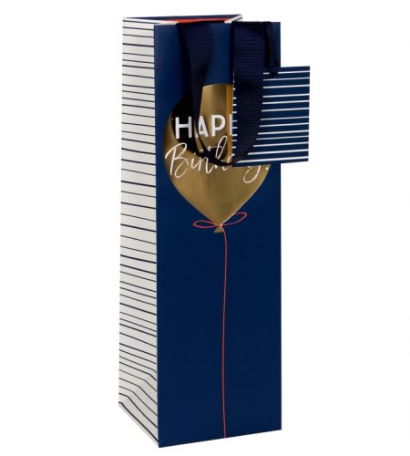 Happy Birthday Navy Bottle Bag