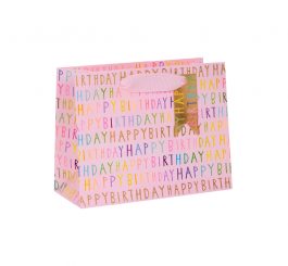 Happy Birthday Medium Pink Gift Bag