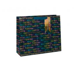 Happy Birthday Navy Shopper Bag