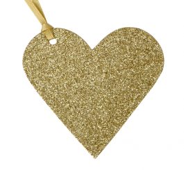 Glitter Heart Gift Tag - Gold