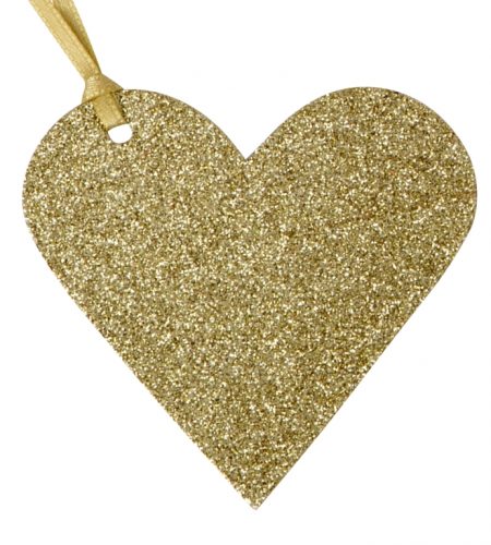 Glitter Heart Gift Tag - Gold