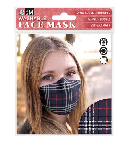 Face Mask - Navy Tartan - Image 2