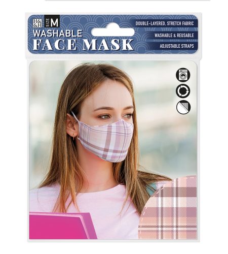 Face Mask - Pink Tartan - Image 2