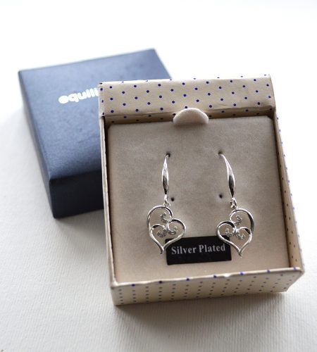 Silver Plated Heart Earrings - Image 2