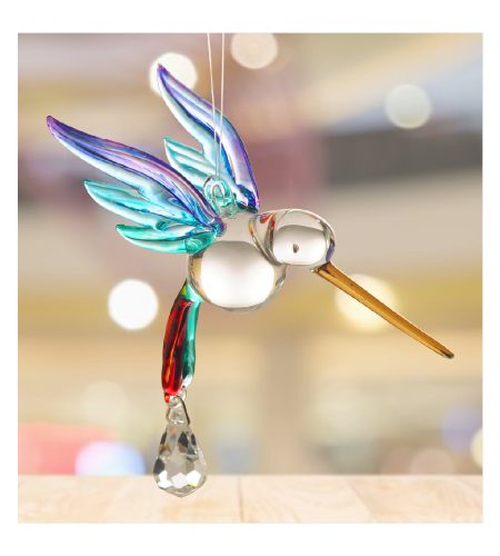 Hummingbird Fantasy Glass Charm - Rainbow