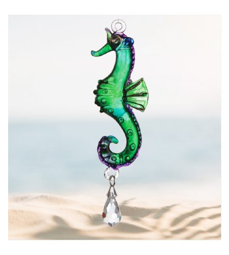 Seahorse Fantasy Glass Charm - Peacock