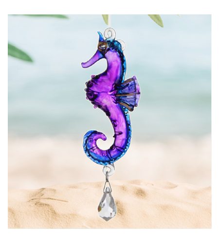 Seahorse Fantasy Glass Charm - Purple