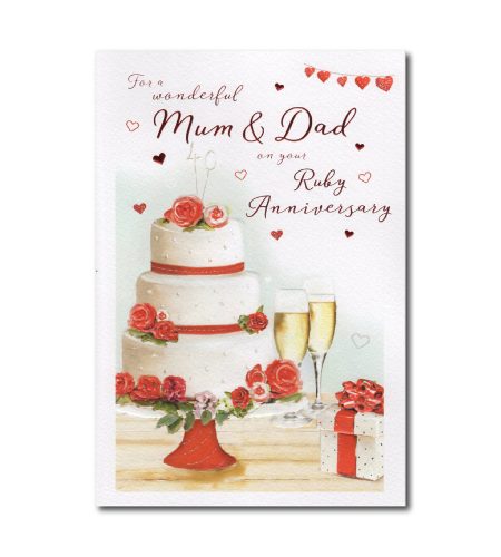 Mum & Dad Ruby 40th Anniversary Card