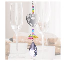 Angel Wing Heart Crystal Charm - Confetti