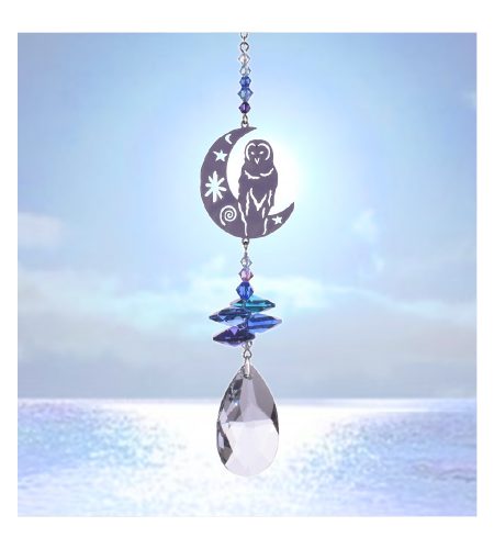 Barn Owl Crystal Charm - Moonlight