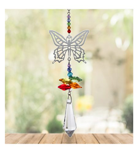 Butterfly Crystal Charm - Rainbow