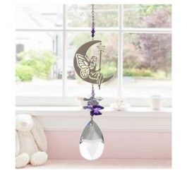 Fairy with Wand Crystal Charm - Purple