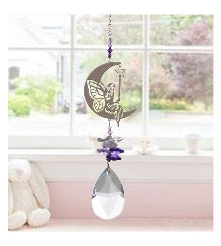 Fairy with Wand Crystal Charm - Purple