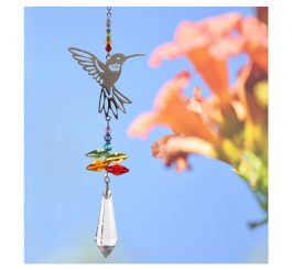 Hummingbird Crystal Charm - Rainbow