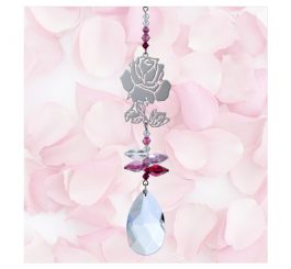 Rose Crystal Charm - Deep Rose