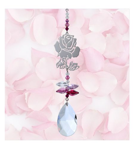 Rose Crystal Charm - Deep Rose