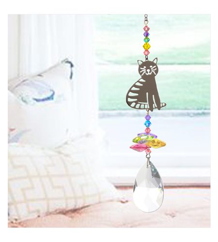 Sitting Cat Crystal Charm - Confetti