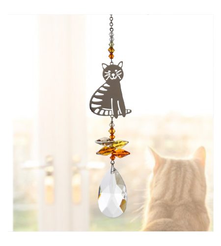 Sitting Cat Crystal Charm -Marmalade